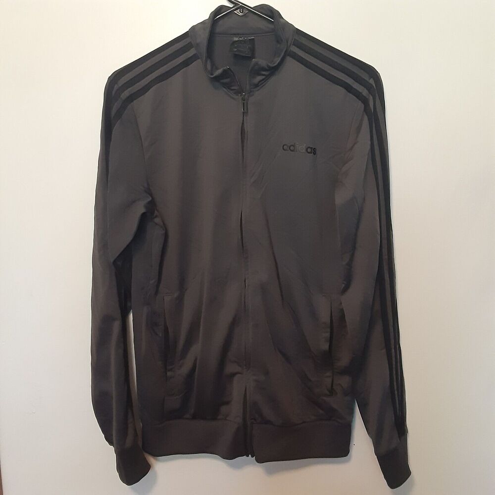Adidas Full Zip Track Jacket Men's Small Gray 3 Stripe Athletic